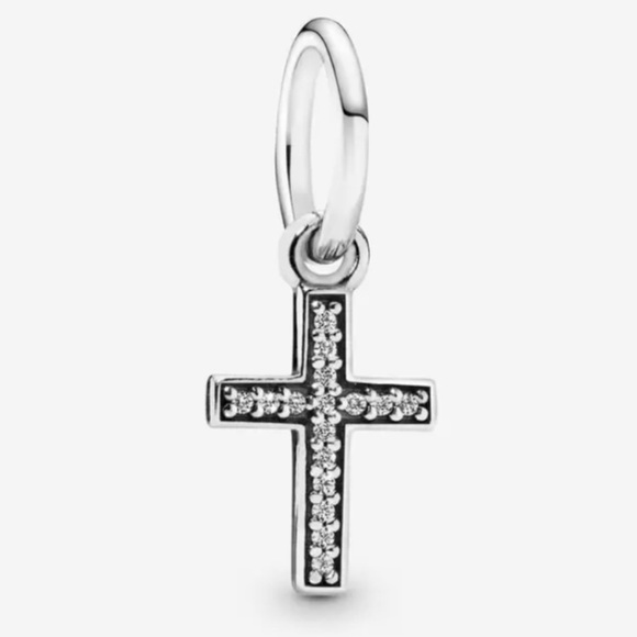 Retired Pandora Sparkling Cross Dangle Charm for Bracelet Necklace EUC - Picture 1 of 5